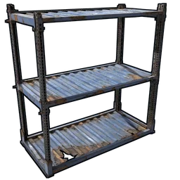 Salvaged Industrial Shelves Rust Item